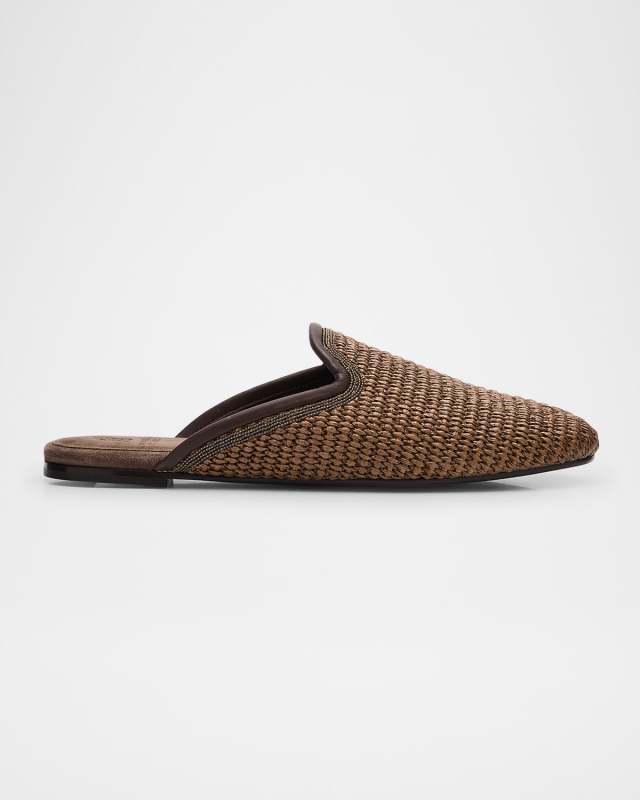 Raffia Monili Loafer Mules